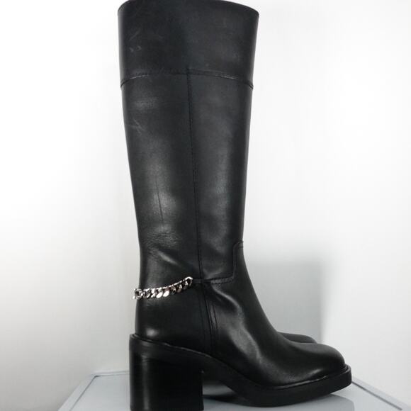 New Imperfect Michael Kors Women's Carlisle Leather Riding Boot Black 7WS - Picture 1 of 11
